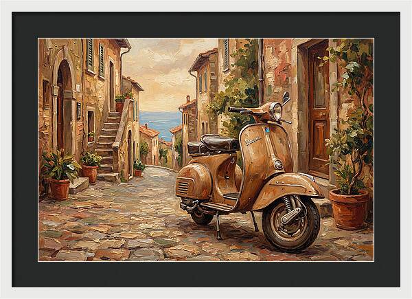 Vintage Vespa Scooter In Mediterranean Alley