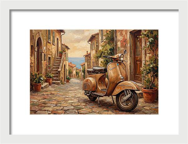 Vintage Vespa Scooter In Mediterranean Alley