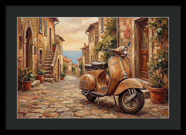 Vintage Vespa Scooter In Mediterranean Alley