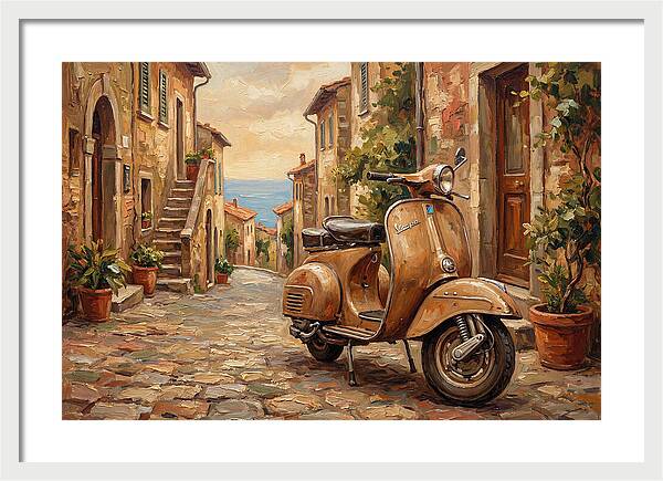 Vintage Vespa Scooter In Mediterranean Alley