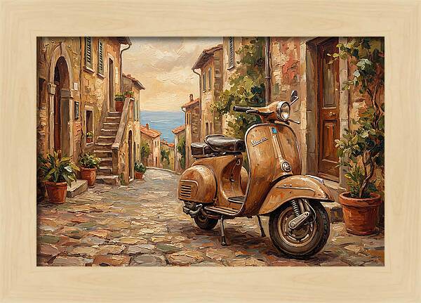 Vintage Vespa Scooter In Mediterranean Alley