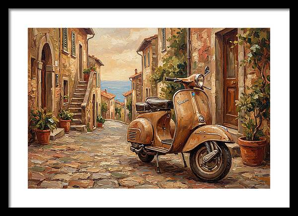 Vintage Vespa Scooter In Mediterranean Alley