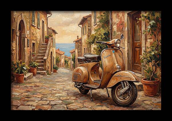 Vintage Vespa Scooter In Mediterranean Alley