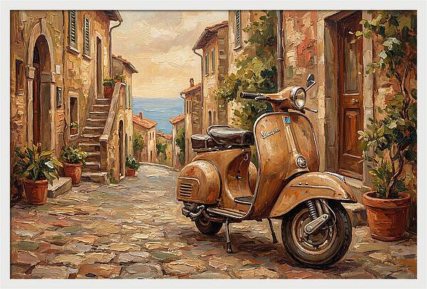 Vintage Vespa Scooter In Mediterranean Alley