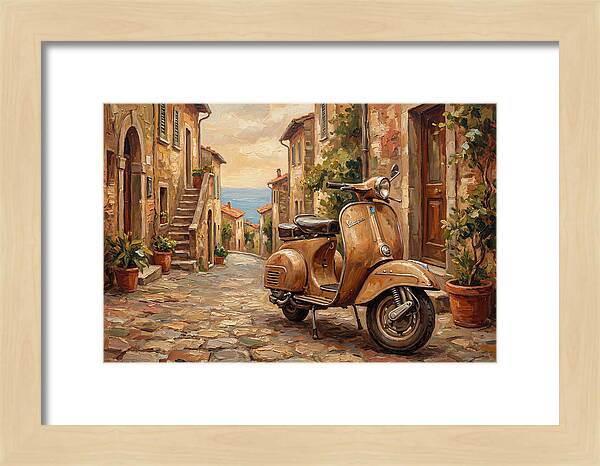 Vintage Vespa Scooter In Mediterranean Alley