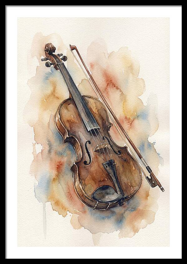 Vintage Violin In Watercolor