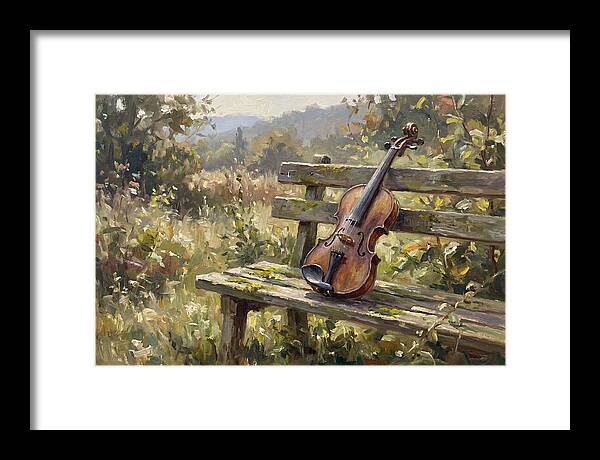 Vintage Violin On A Bench