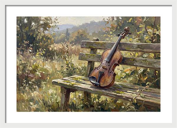 Vintage Violin On A Bench