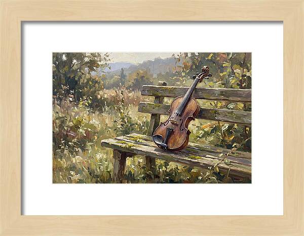 Vintage Violin On A Bench