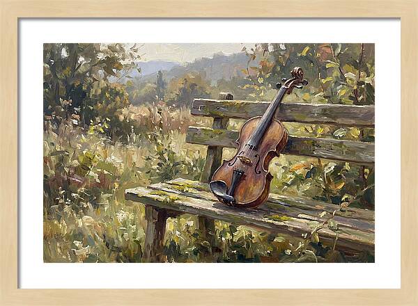 Vintage Violin On A Bench