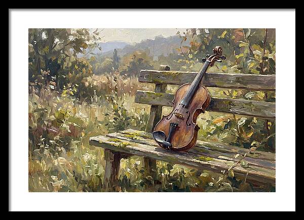 Vintage Violin On A Bench