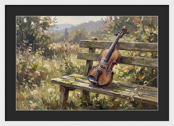 Vintage Violin On A Bench