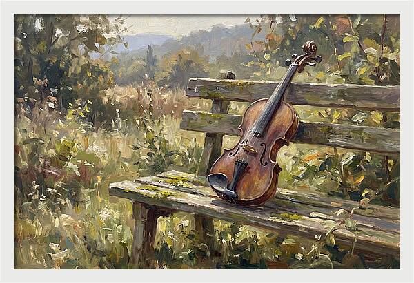 Vintage Violin On A Bench