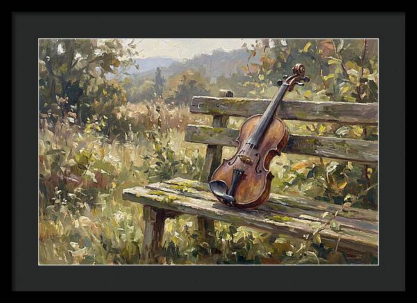 Vintage Violin On A Bench