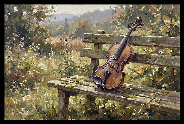 Vintage Violin On A Bench