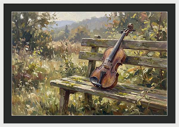 Vintage Violin On A Bench