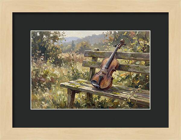Vintage Violin On A Bench