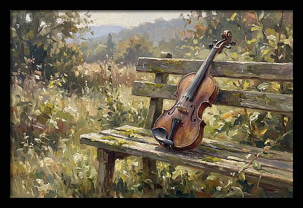Vintage Violin On A Bench