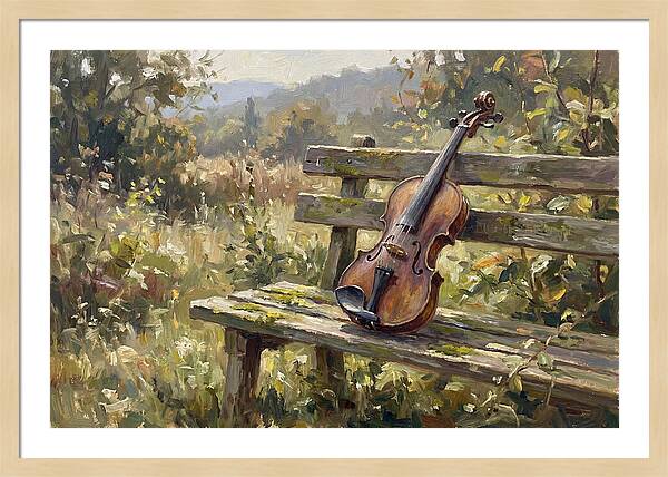 Vintage Violin On A Bench