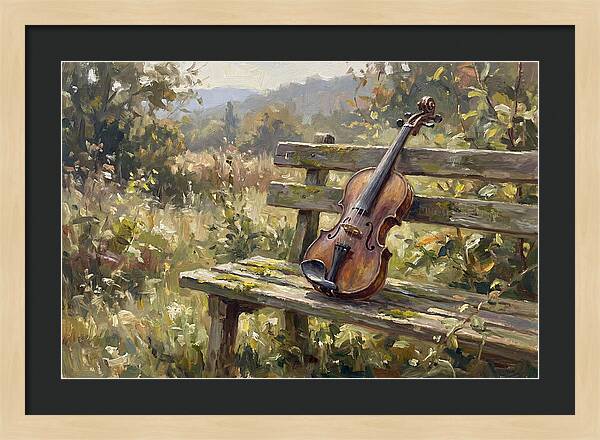 Vintage Violin On A Bench