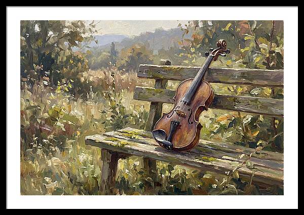 Vintage Violin On A Bench