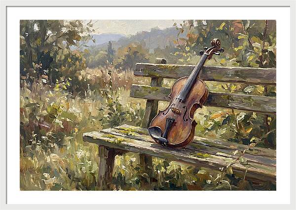 Vintage Violin On A Bench