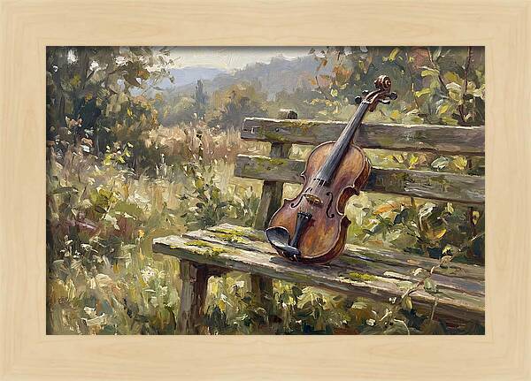Vintage Violin On A Bench
