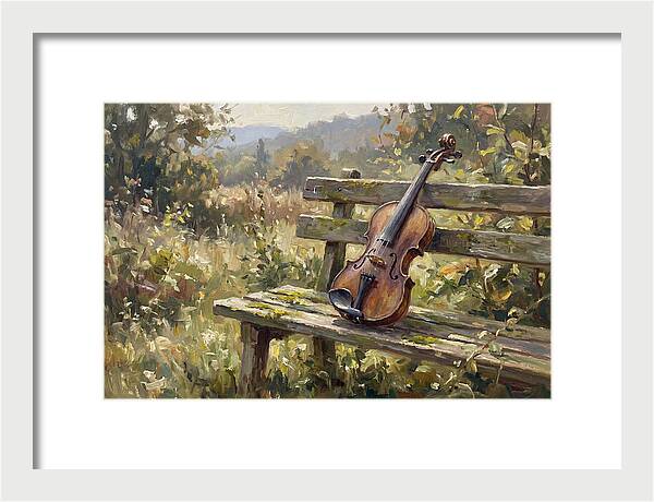 Vintage Violin On A Bench