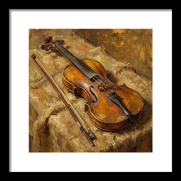 Vintage Violin On Textured Fabric