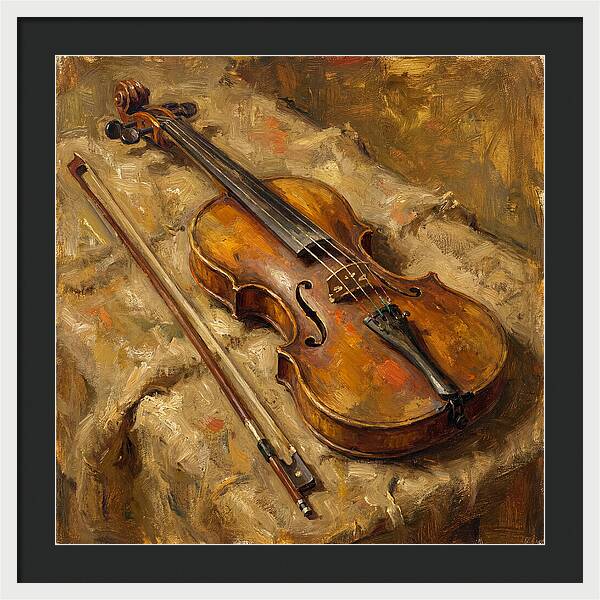 Vintage Violin On Textured Fabric