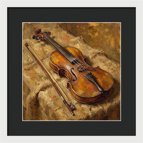 Vintage Violin On Textured Fabric