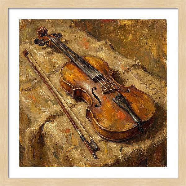 Vintage Violin On Textured Fabric