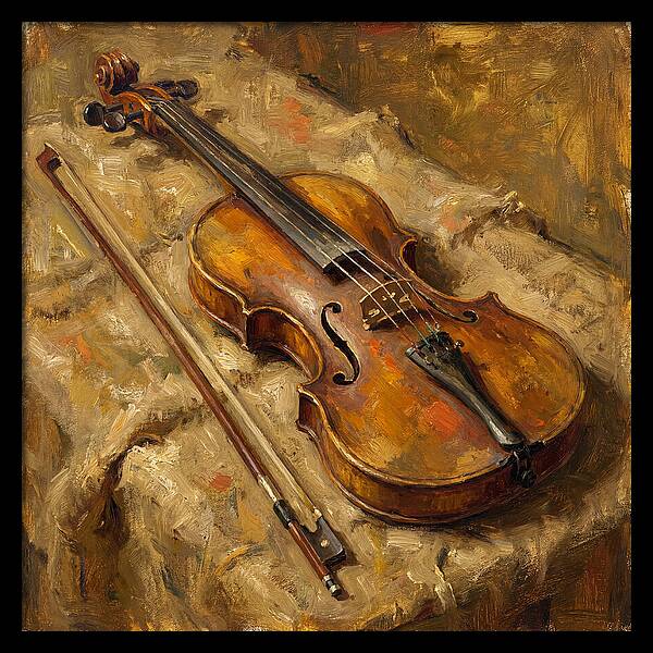 Vintage Violin On Textured Fabric