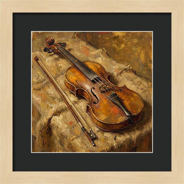 Vintage Violin On Textured Fabric