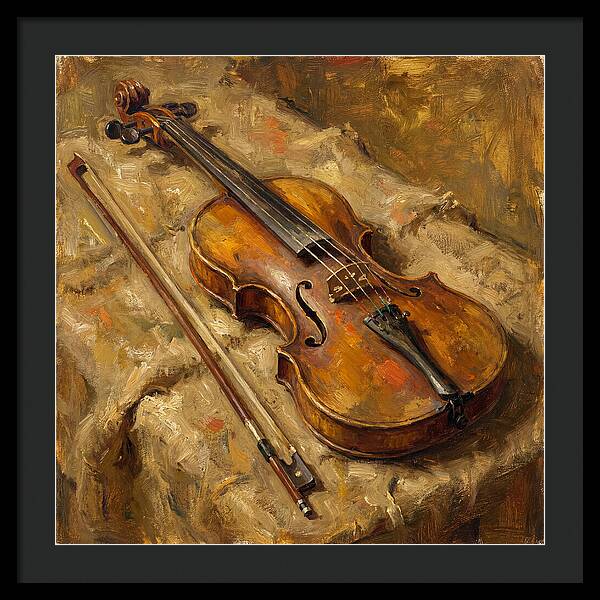 Vintage Violin On Textured Fabric
