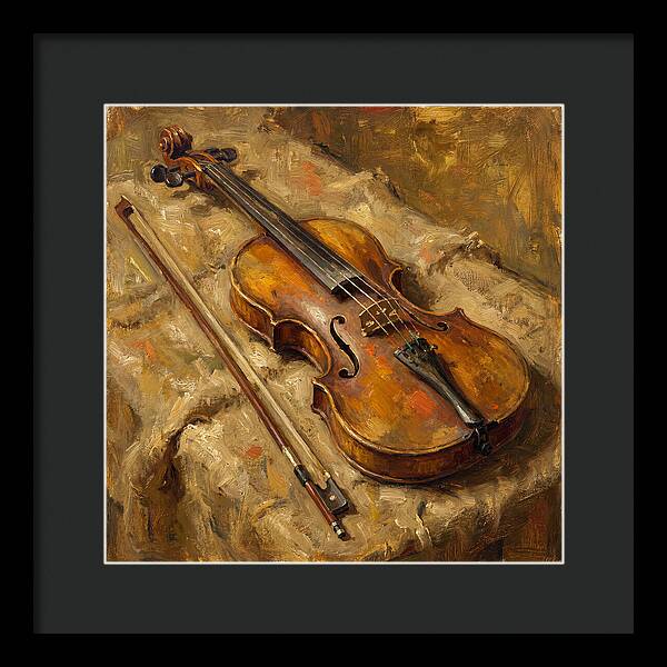 Vintage Violin On Textured Fabric