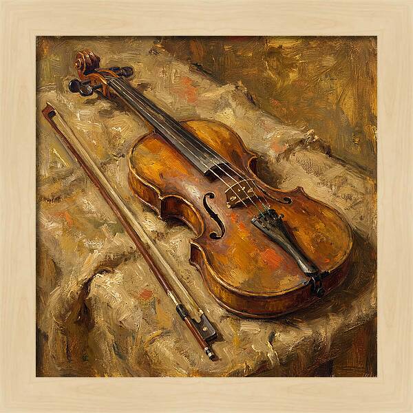 Vintage Violin On Textured Fabric