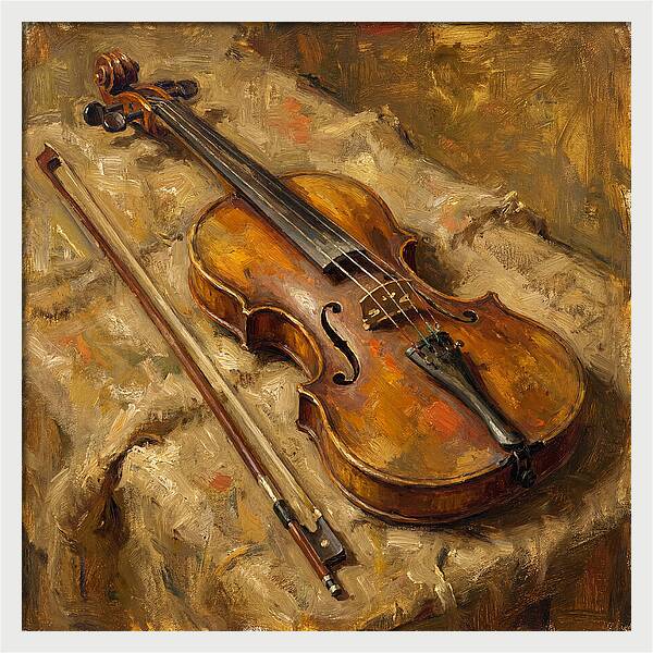 Vintage Violin On Textured Fabric