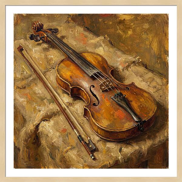 Vintage Violin On Textured Fabric
