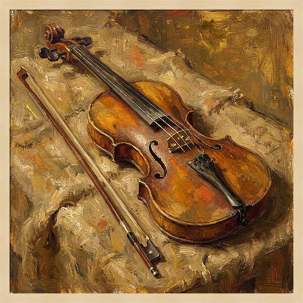 Vintage Violin On Textured Fabric