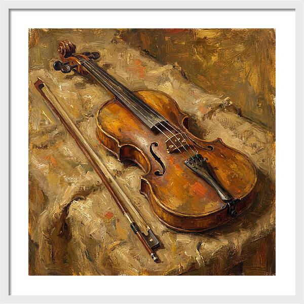 Vintage Violin On Textured Fabric