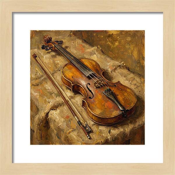 Vintage Violin On Textured Fabric