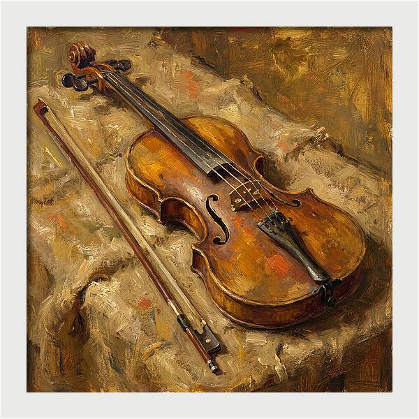Vintage Violin On Textured Fabric