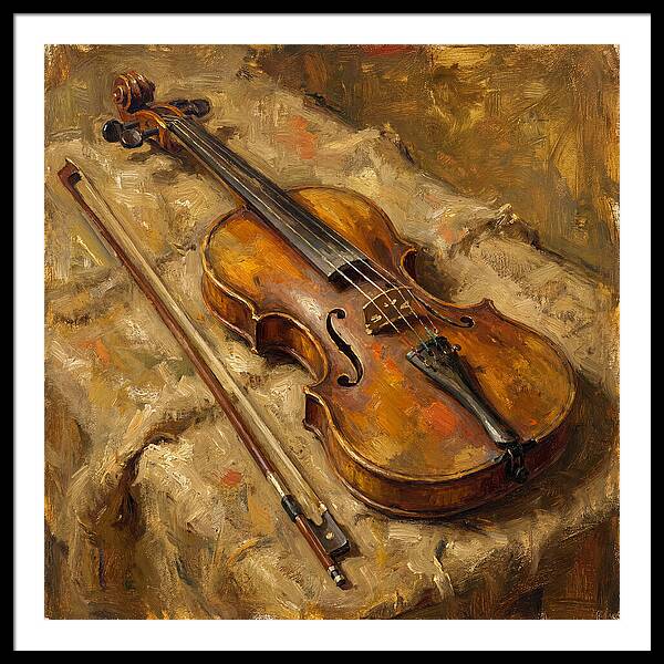 Vintage Violin On Textured Fabric