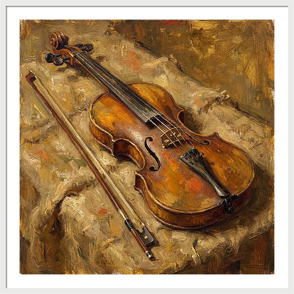 Vintage Violin On Textured Fabric
