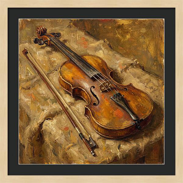 Vintage Violin On Textured Fabric
