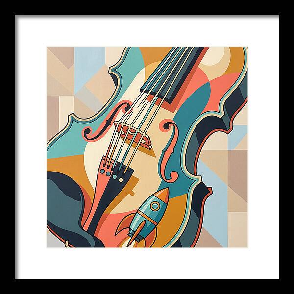 Vintage Violin With Rocket