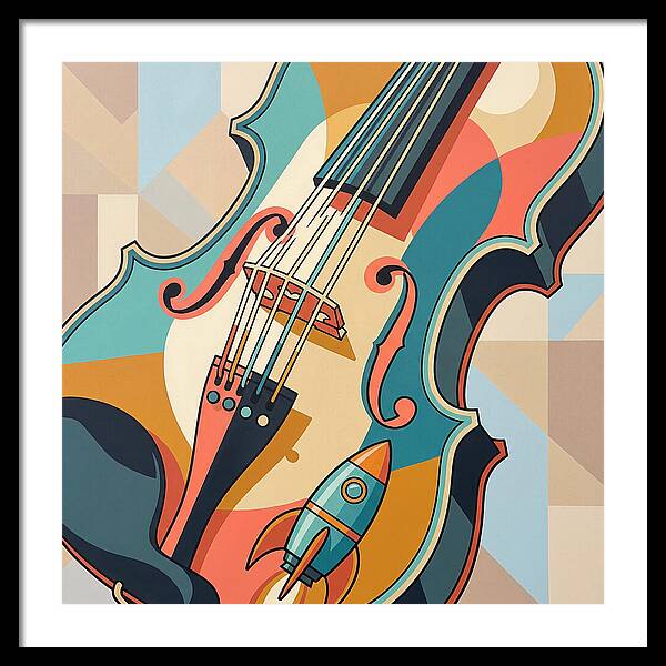 Vintage Violin With Rocket