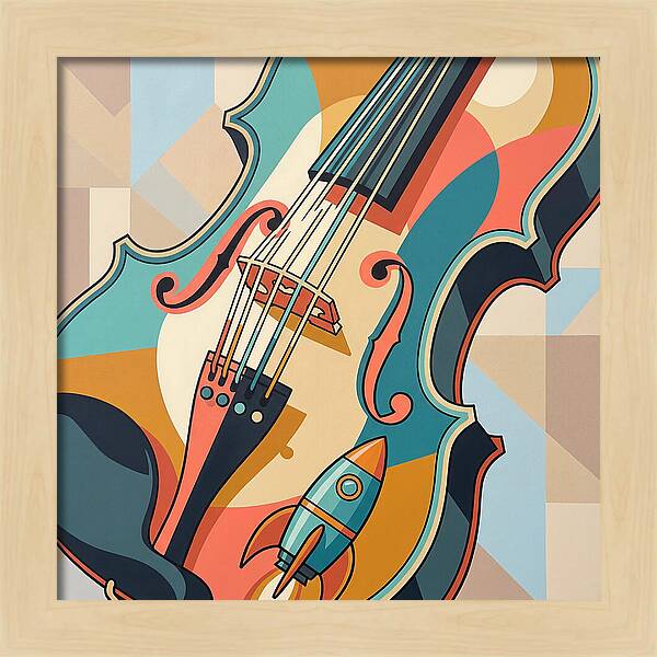 Vintage Violin With Rocket
