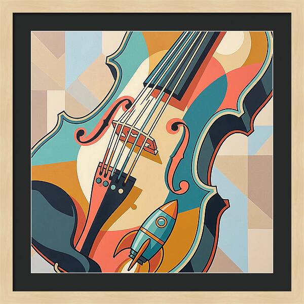 Vintage Violin With Rocket